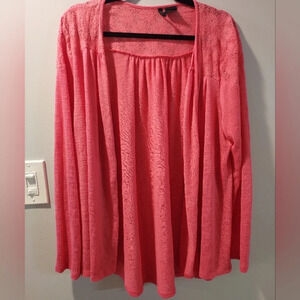 New Directions Pink Coral Open Front Long Sleeve Cardigan in Size XL